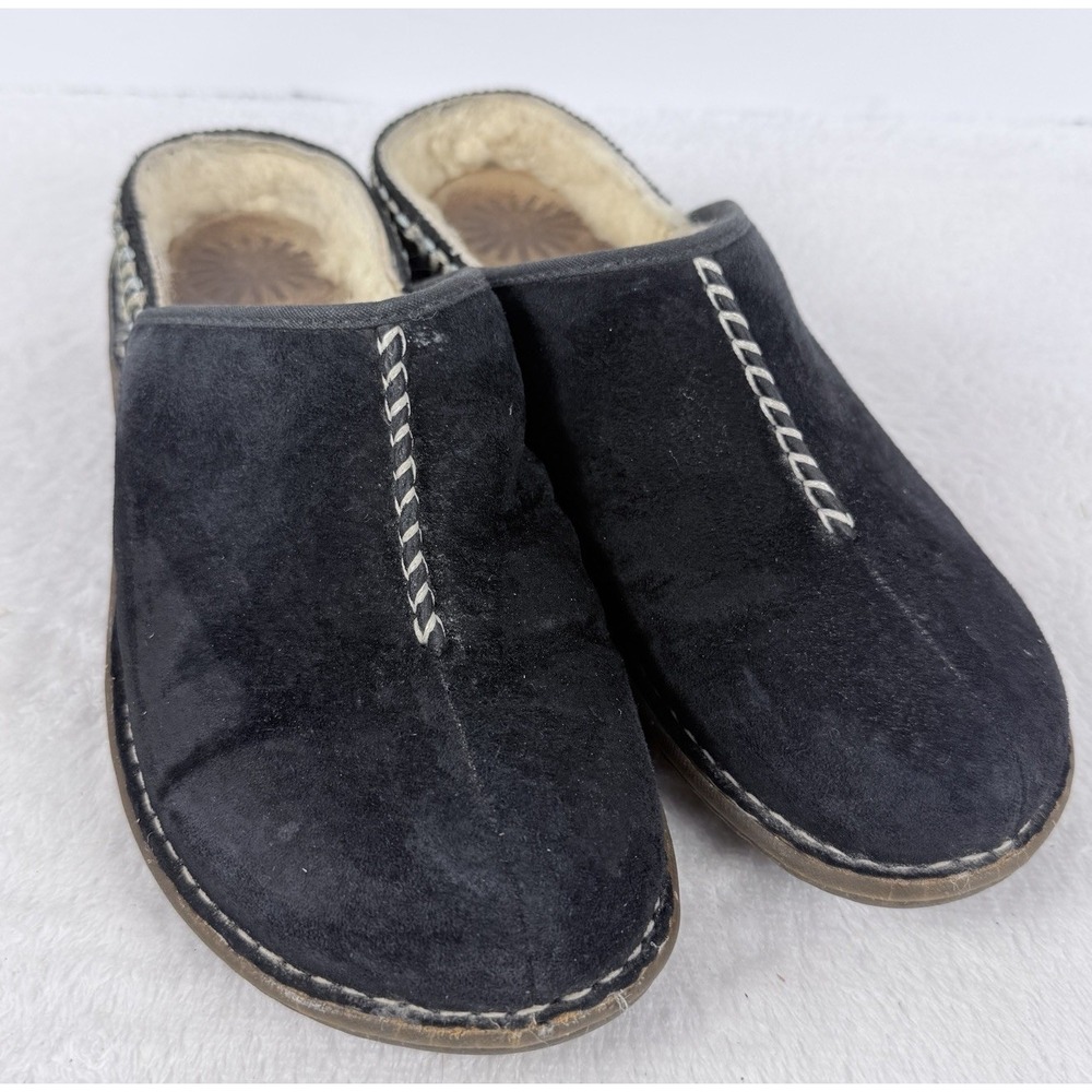 UGG Kohala 5177 Women's Size 9 Black Suede Sheepskin Lined Clog Slippers